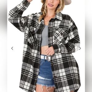 LUNA OVERSIZED PLAID LONGLINE SHACKET